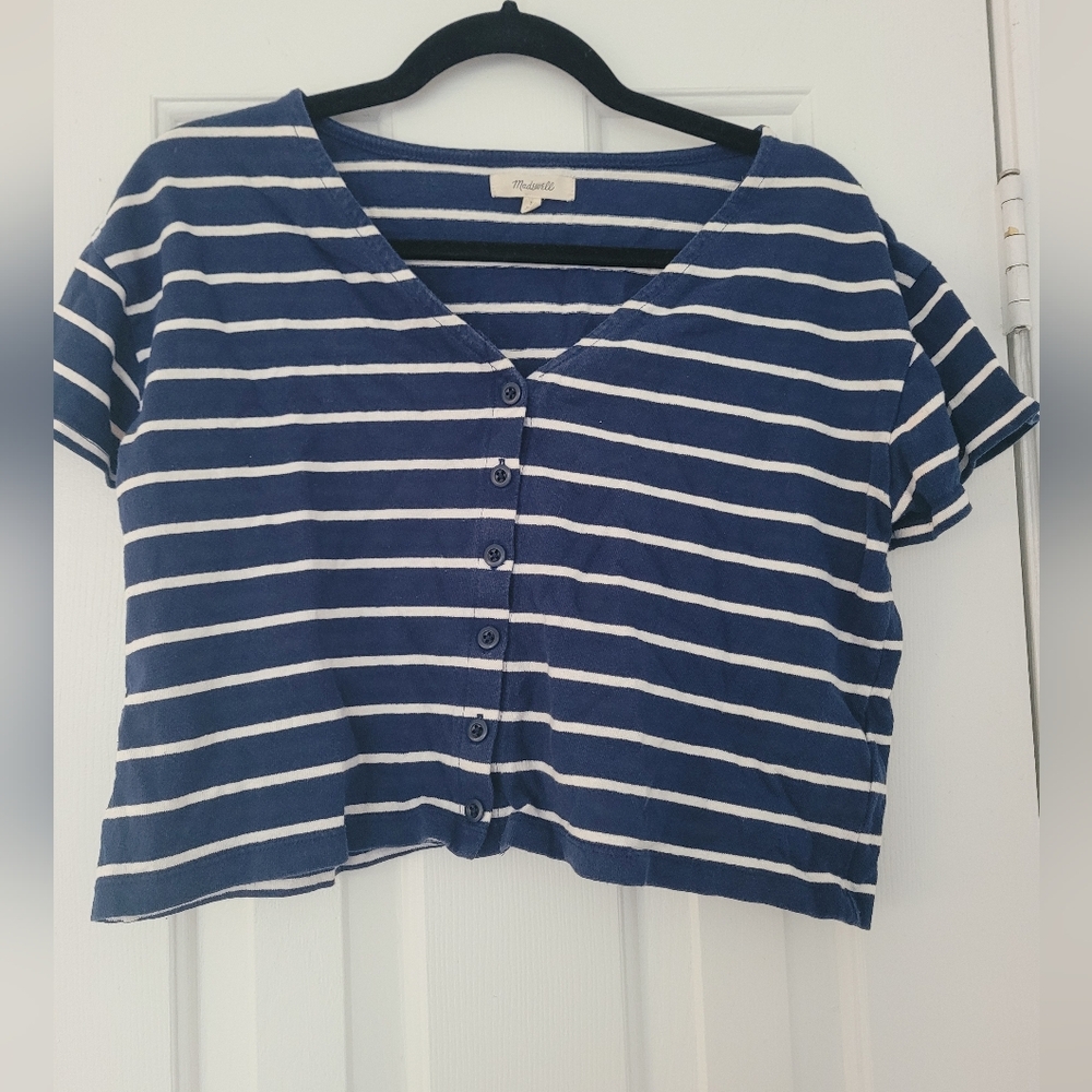 Madewell navy blue striped sailor tee
